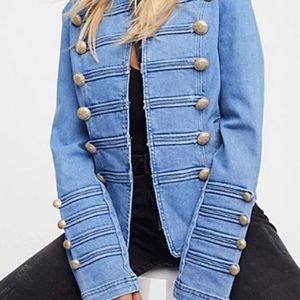 Free people military fitted denim jacket